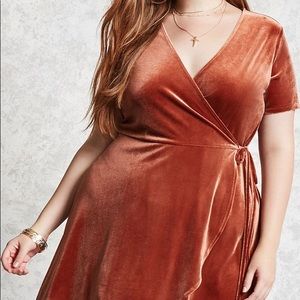 Forever 21 plus size orange velvet wrap dress 3X
